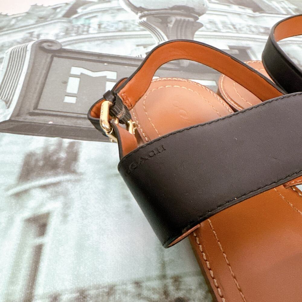 Coach Henny Black Leather Flat Sandals Women's Size 7.5B (G4874) - Picture 7 of 9